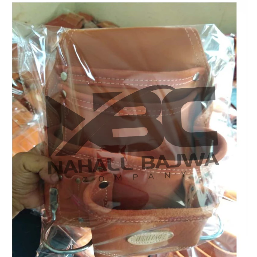 HEAVY DUTY 10 Pocket Top Grain Leather Tool Pouch - Carpenter Nail Tool Pouch.