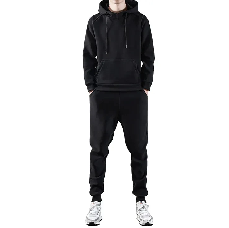 OEM Design 69% Cotton 31% Polyester Red Men Tech Fleece Tracksuit Full Zip Hoodie Joggers Sweatpants Sweatsuit