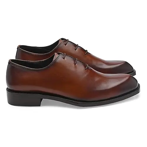 Men Leather Edge Oxford Diamond Shaped Italian Leather Dress Shoes Reverse Goodyear Welted Shoes for Men and Boys