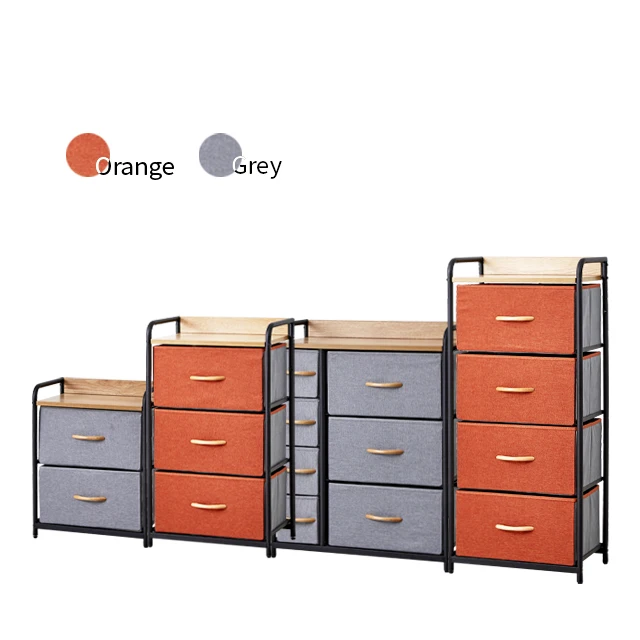 Fabric Living Room Cabinet Simple Multi functional Metal Frame Fabric Wood top shelf Furniture Storage Cabinet