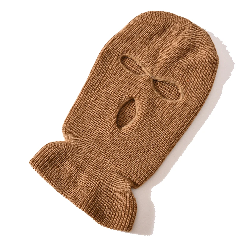 Popular Demand In Stock Men 100% Acrylic 3 Holes Knitted Balaclavas Custom Full Face Cover Ski Masks For Sale In Low MOQ