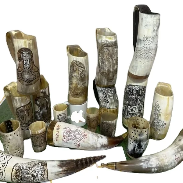 Custom Made Buffalo Horns Polished Salt Nautical Style for Drinking and Blowing Resale Ready from a Z Crafts