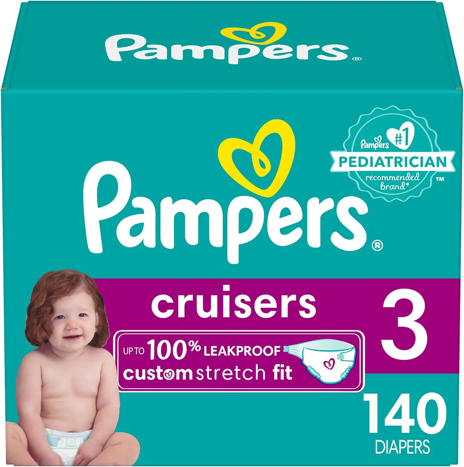 Pampers Cruisers Active Fit Diapers, Size 3, 140 Count
