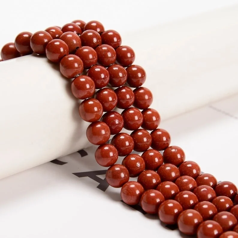 Wholesale High Quality Natural Red Jasper Round 8mm Beads Line For Making Jewellery (48 Beads)