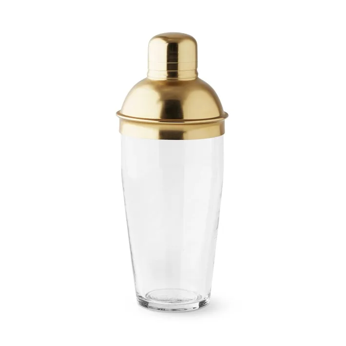 Hot Selling Latest Design Golden Finished Metal Lid Glass Bar Cocktail Shaker For Bar Hotel Restaurant