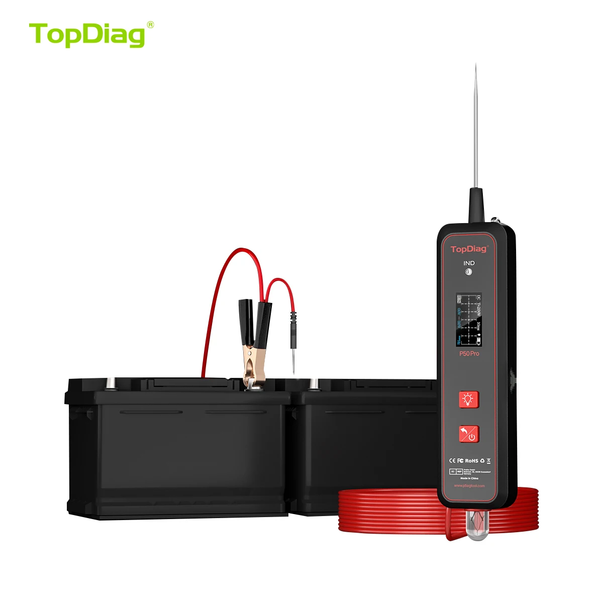 Wholesale DC 0-40V TopDiag P50 PRO Car LCD Digital Electric Voltage Tester Pen Automotive Power Probe Circuit Tester