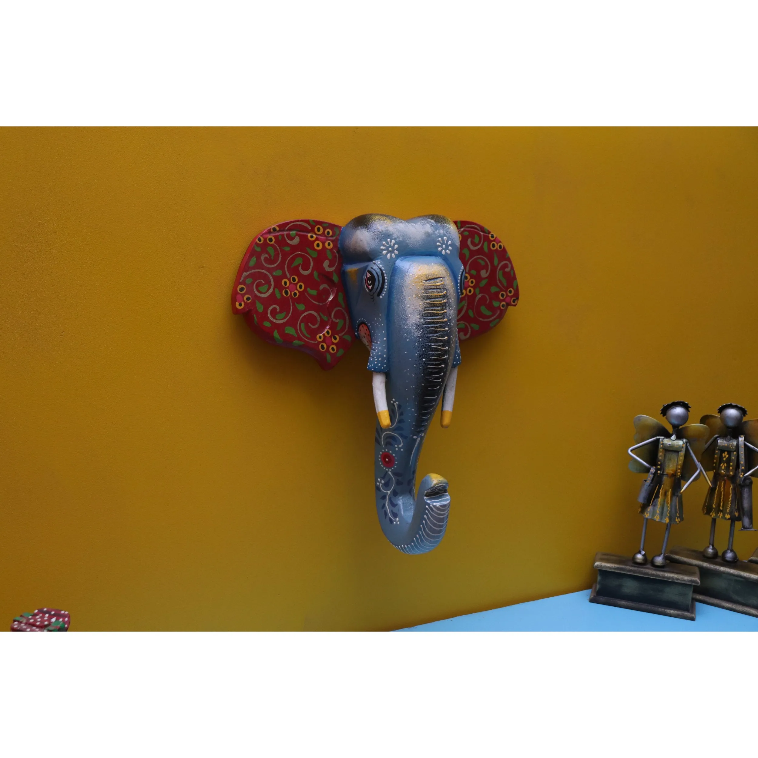 Ручная роспись деревянного лица слона настенный домашний декор идея традиционный подарок для любителей животных эстетическое украшение дома