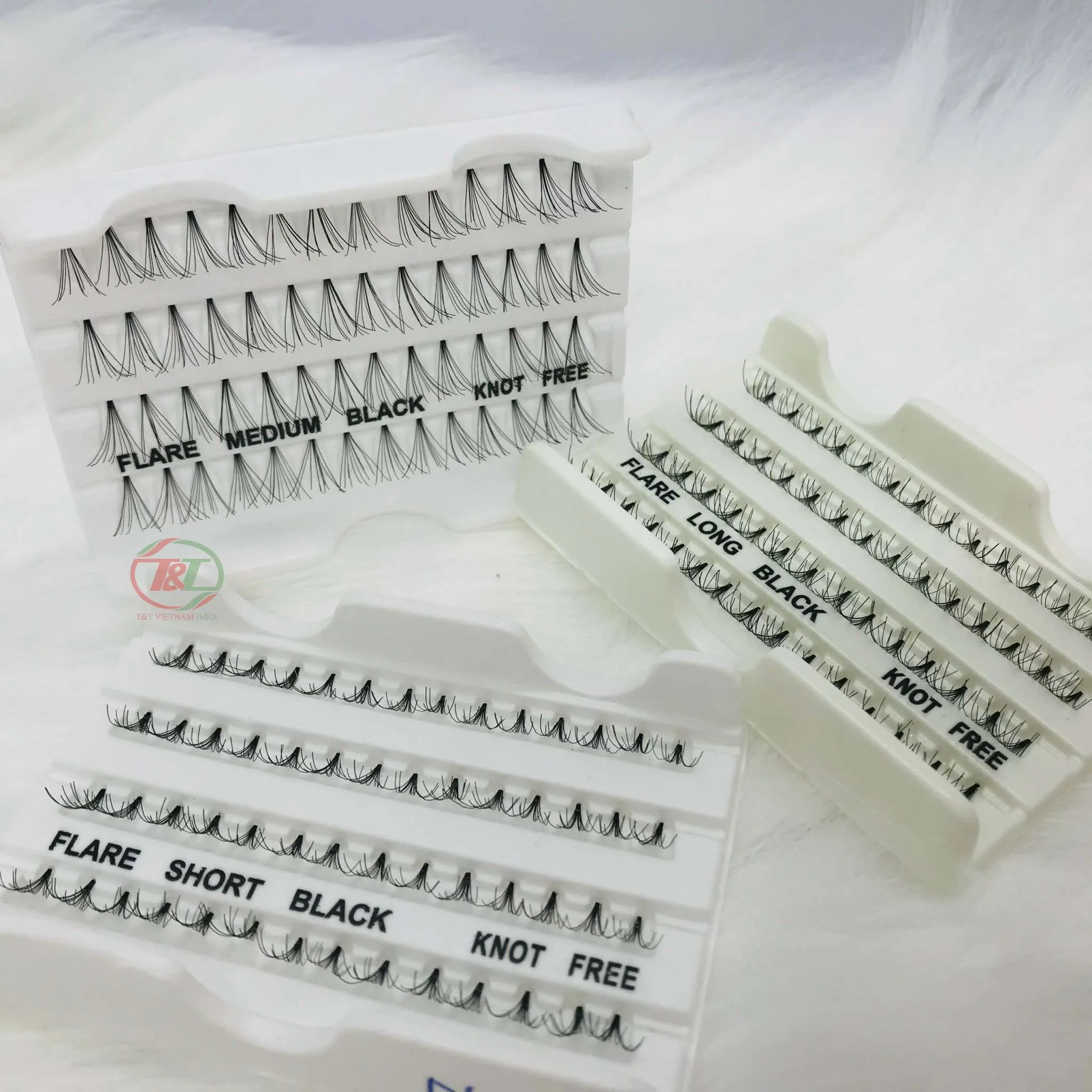 Vietnam wholesale premium quality flare eyelash knot free 56 clusters eyelash extension supplies professional