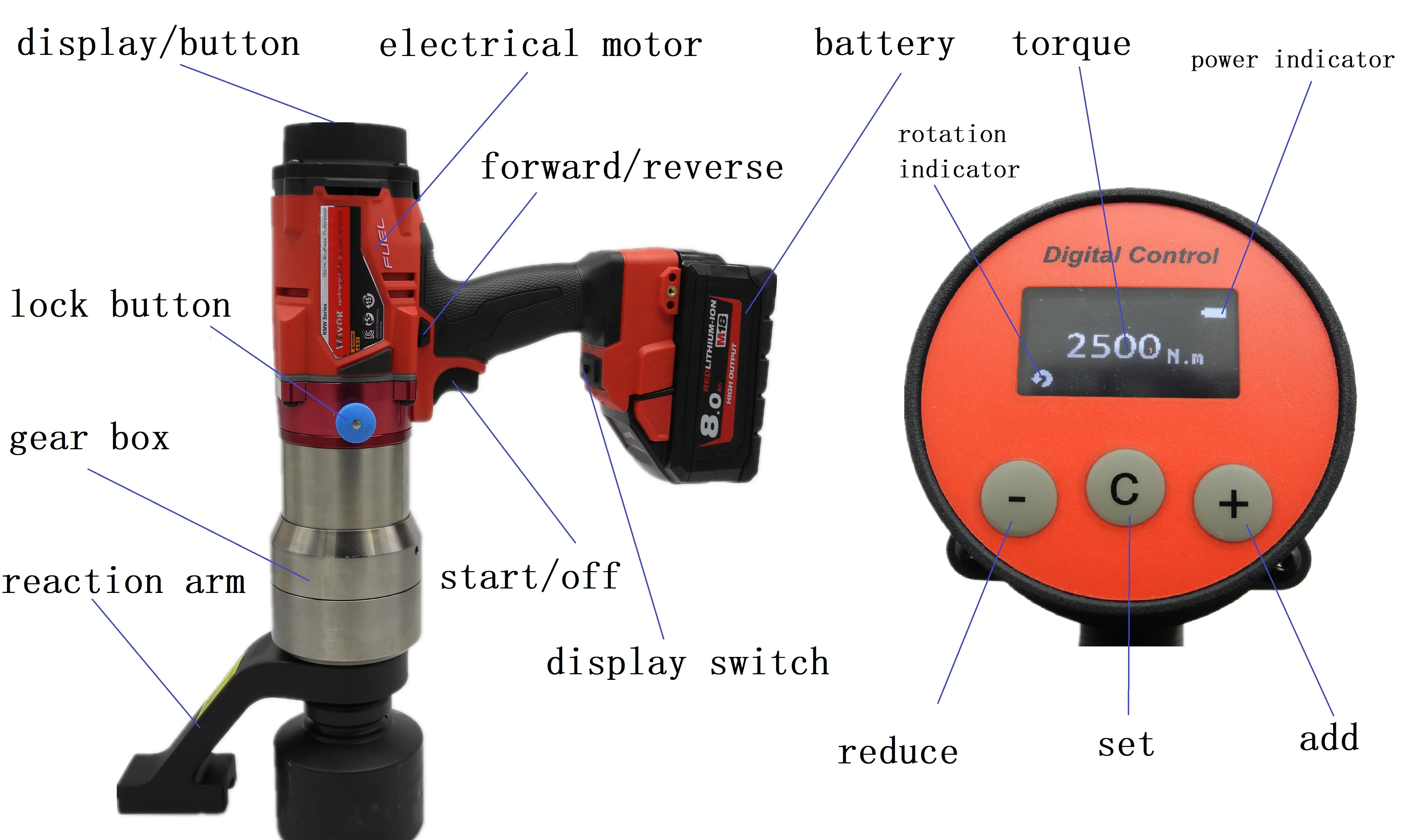 800Nm lithium battery cordless torque wrench torque multiplier
