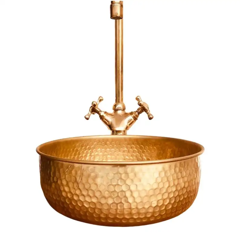 Modern Sink Engraved Vessel With Antique Design, Hand Hammered Vessel Bathroom Sink, Round Vessel Sink BY WB INC INDIA