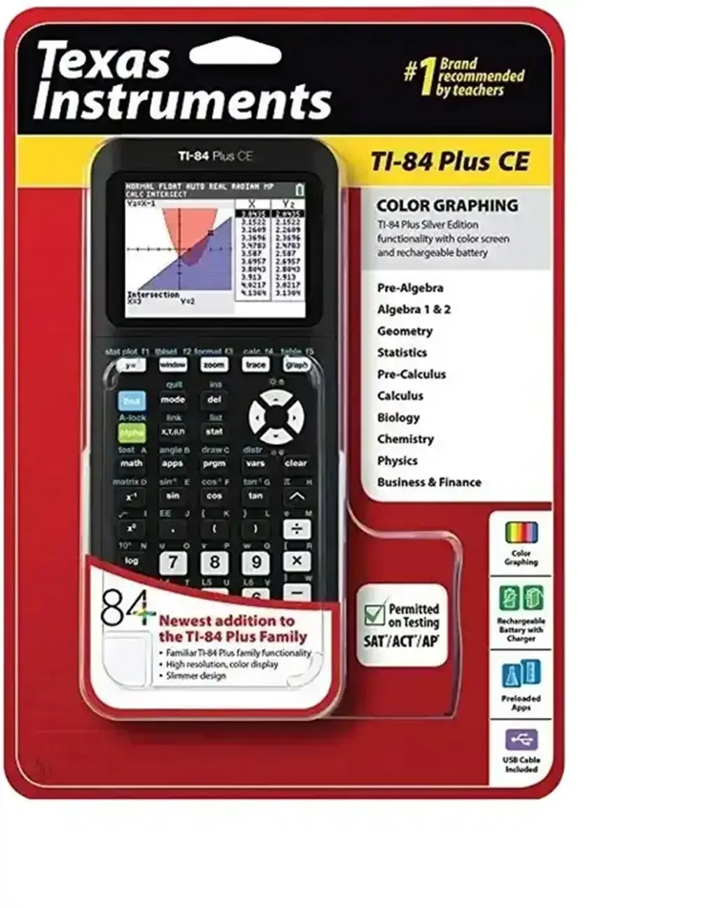 Новый Техасские инструменты TI-84 плюс CE цветной графический калькулятор черный