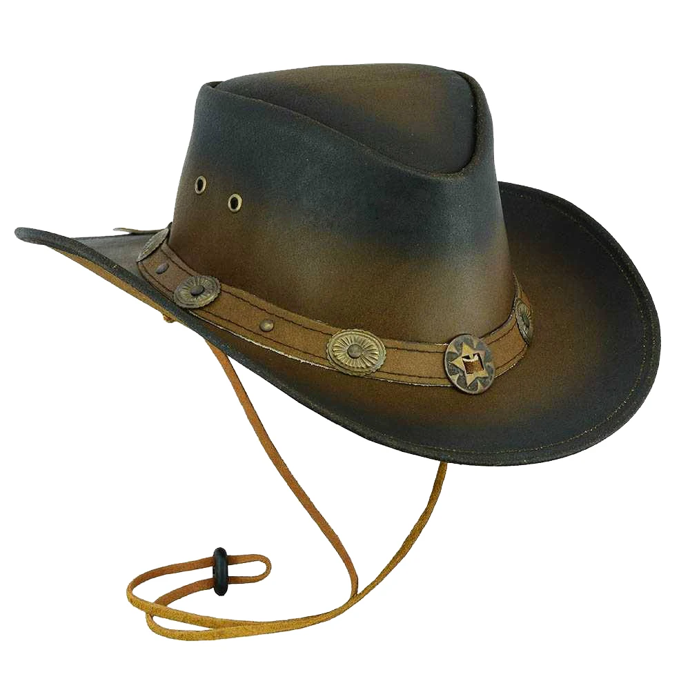 Best selling latest design custom color Genuine cow hide leather hats new fashion leather cowboy hat USA