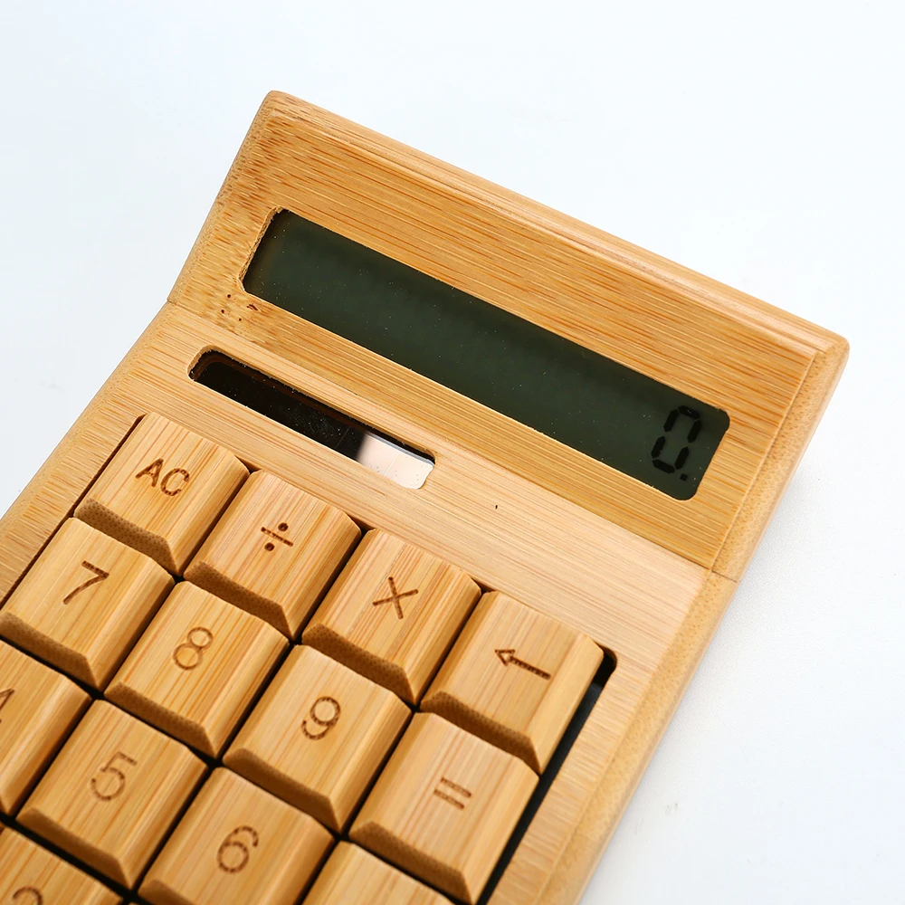 China factory wholesale 12 digits LCD Solar Powered Bamboo Scientific Calculator