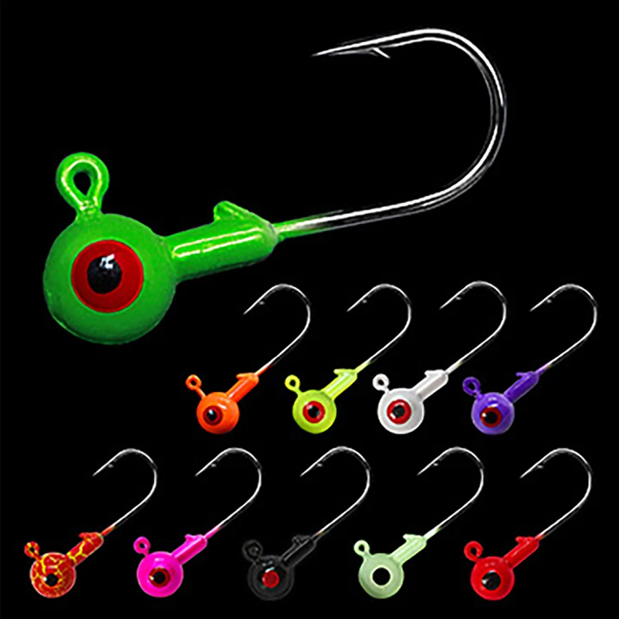Wholesale Price 1g 2g 3.5g 5g 7g 10g 14g 20g 30G Colorful Jig Heads Fishing Hooks Worm Hook for Soft Lure