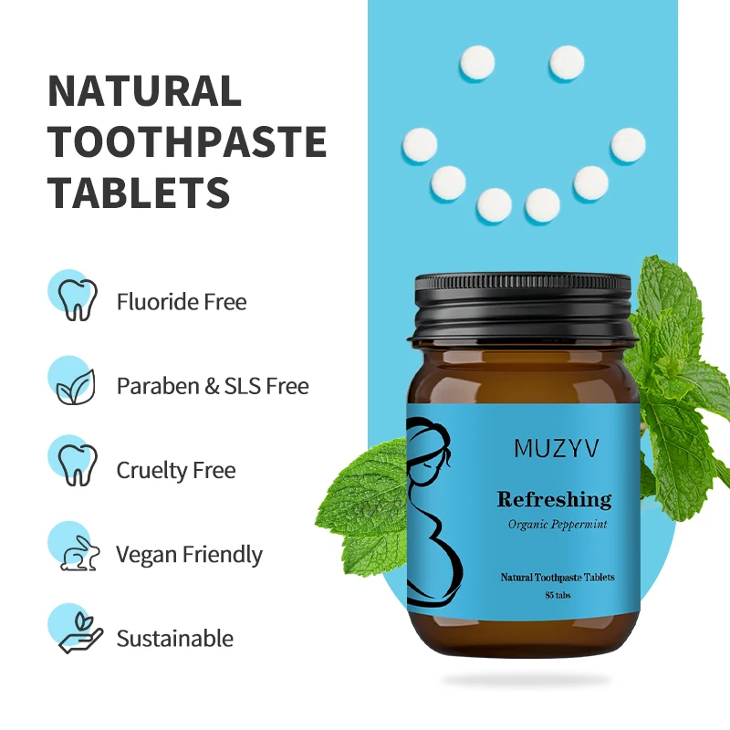 QEN  Nano Hydroxyapatite Herbal Solid Toothpaste Fluoride Free Mouthwash Tablets Toothpaste Pills for Sensitive Teeth