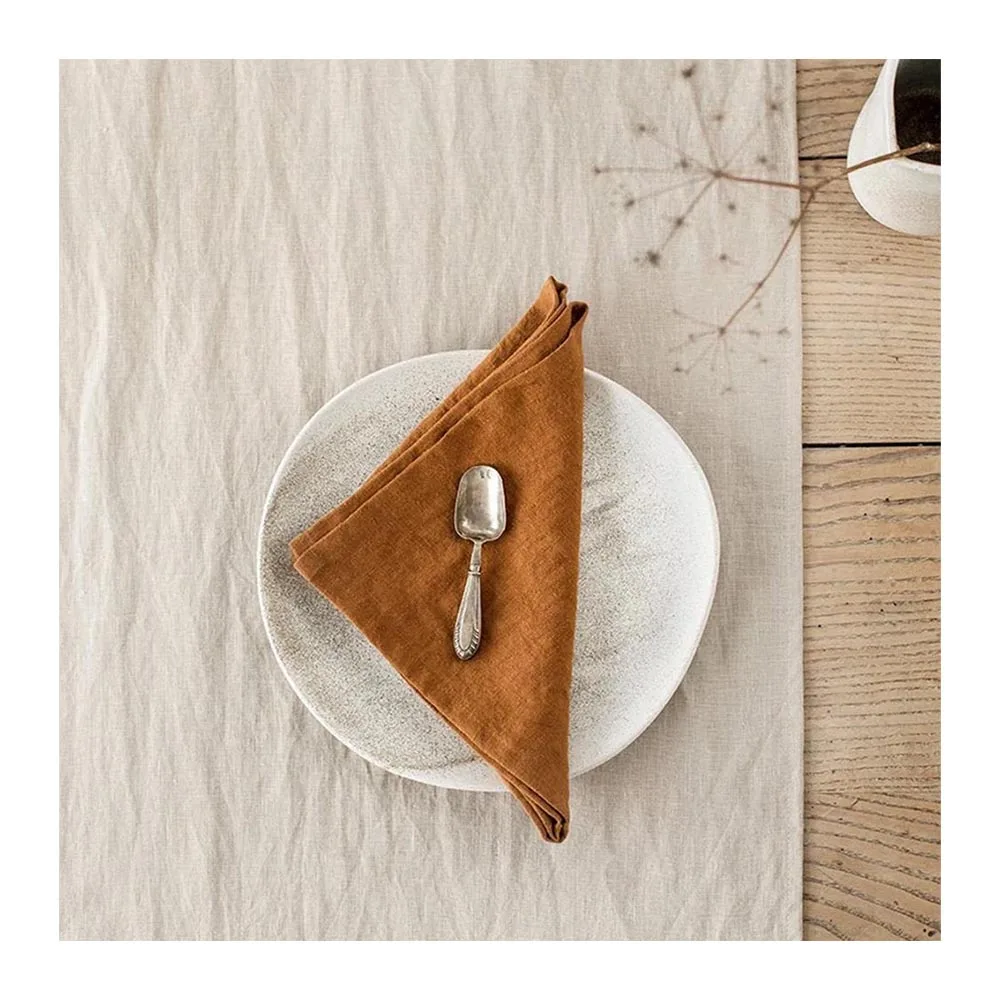 Wholesale Simple Solid Color Cloth Napkin Cotton Linen Custom Size Linen Napkins Wedding