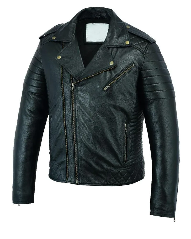 Zipper Closure Leather Jackets Motorcycle Genuine Cowhide Outback Biker Pakistan Made Stylish Breathable Leather Jackets