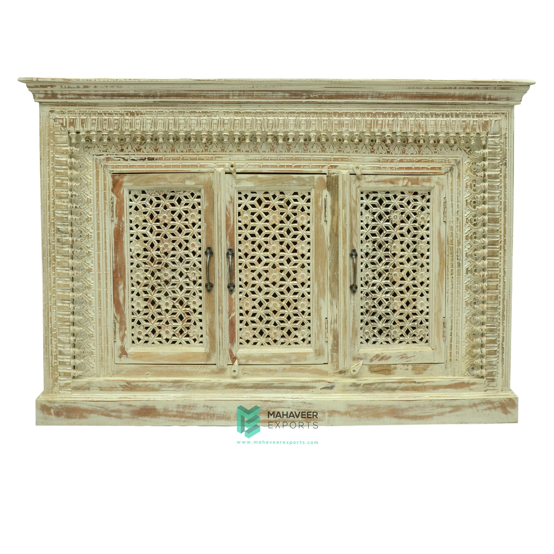Hand Carved Wooden Two Door Four Drawer Sideboard Cabinet For Living Room / Kitchen Best Quality Multi-Functional Furniture