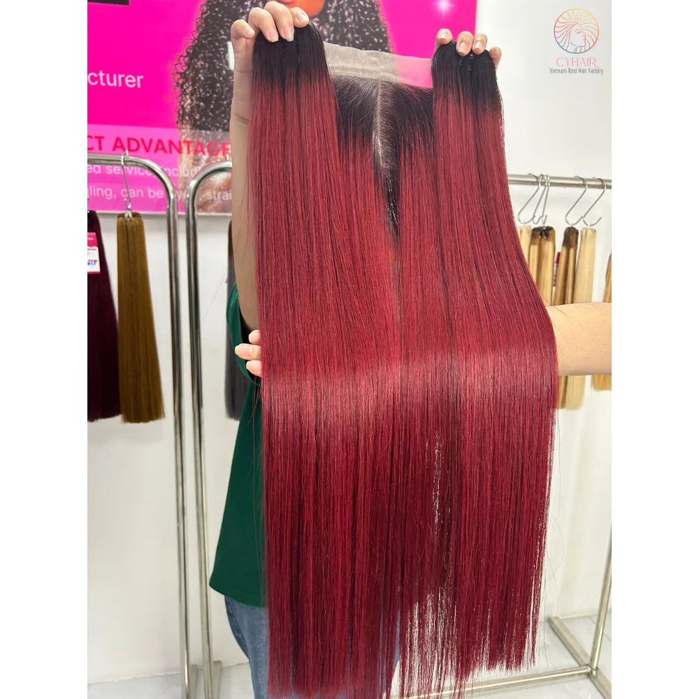 High Quality Vietnamese Remy Human Hair Double Drawn Bone Straight Hair Bundles All Length All Color