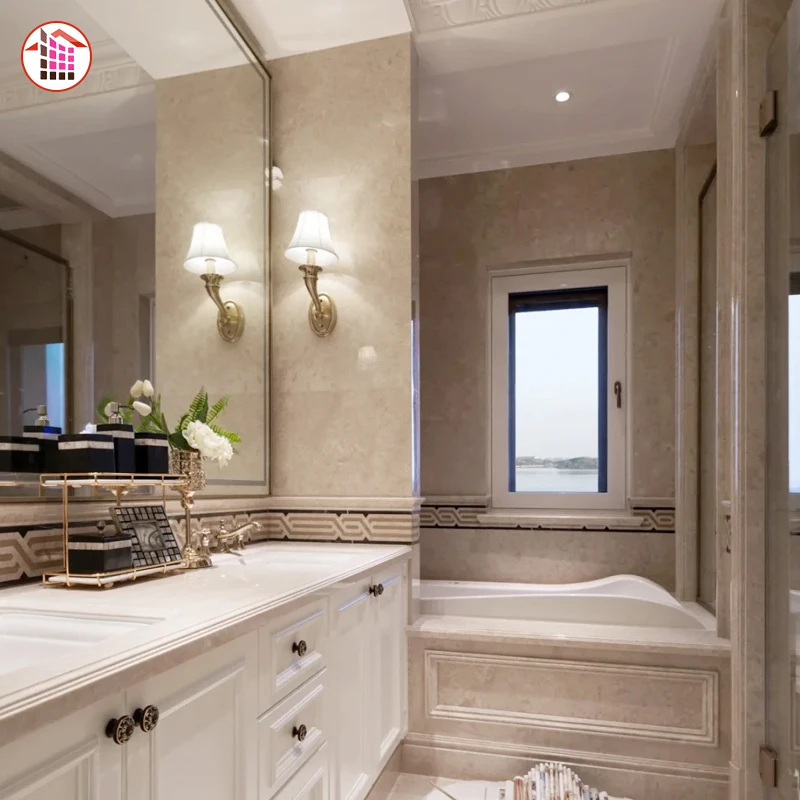 marble floor tile luxury for interior Most Popular Cream Marfil Marble waterjet marble floor beige vinyl flooring