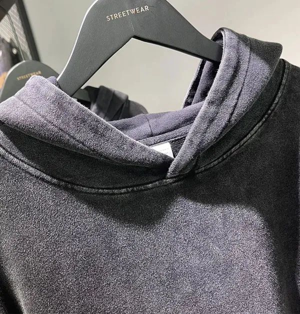Oem Designer Brand Streetwear Heavy Washed Grey Hoodie Acid Wash Oversized Hoodie Vintage Men Heavyweight French Terry Hoodie