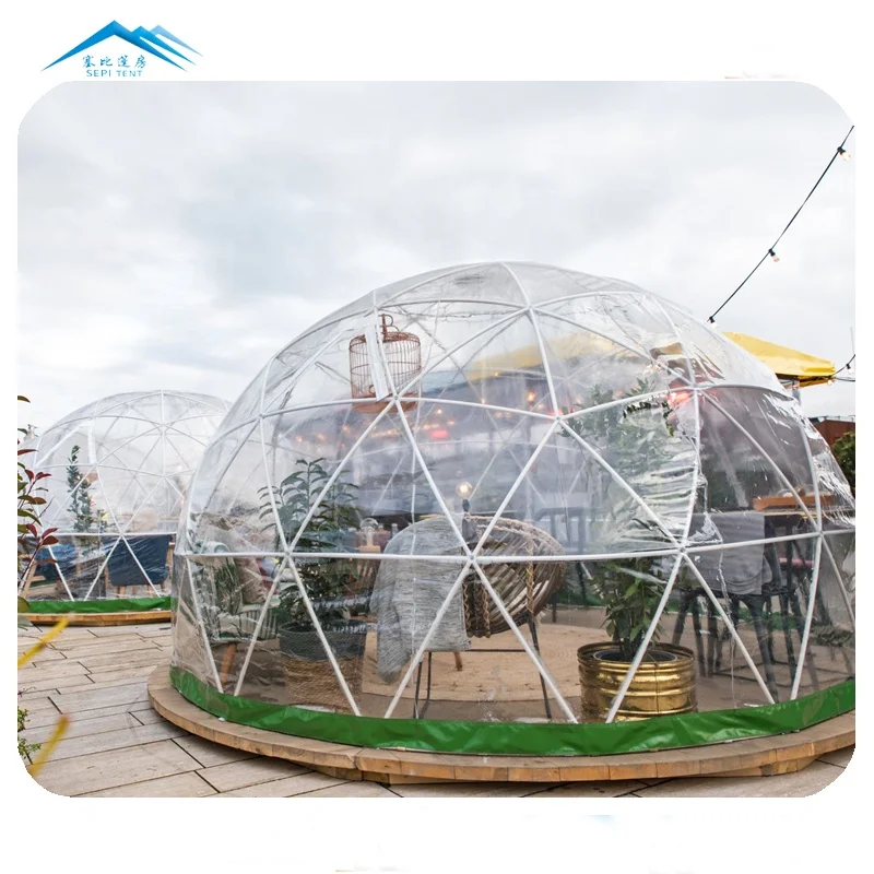 Small Hight Quality Outdoor Party Spherical PVC Glamping Waterproof PC Dome Transparent Geodesic Dome Igloo Gazebo Tent For Sale