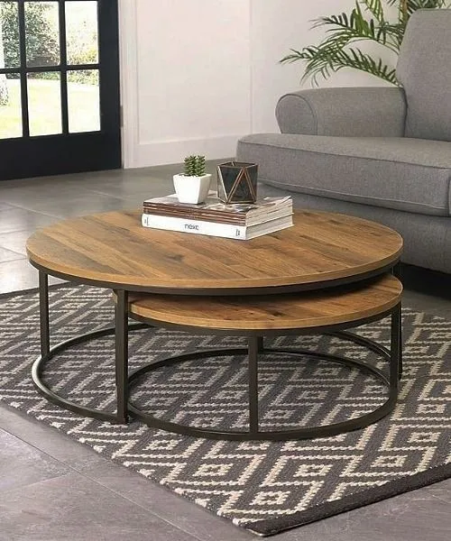 industrial & vintage Living Room Furniture hot selling Indian iron metal & solid wood coffee table