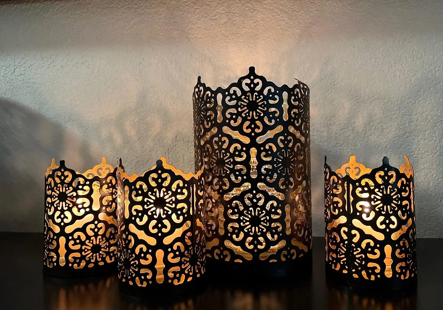 Awesome Quality Metal Iron Sheet Round Votive Candle Holder Attractive Design Black Finished For Home & Office Wedding Decorate