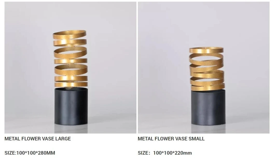 Home decoration modern design gold black spiral cylindrical flower metal vase Golden flower vase office decor modern design