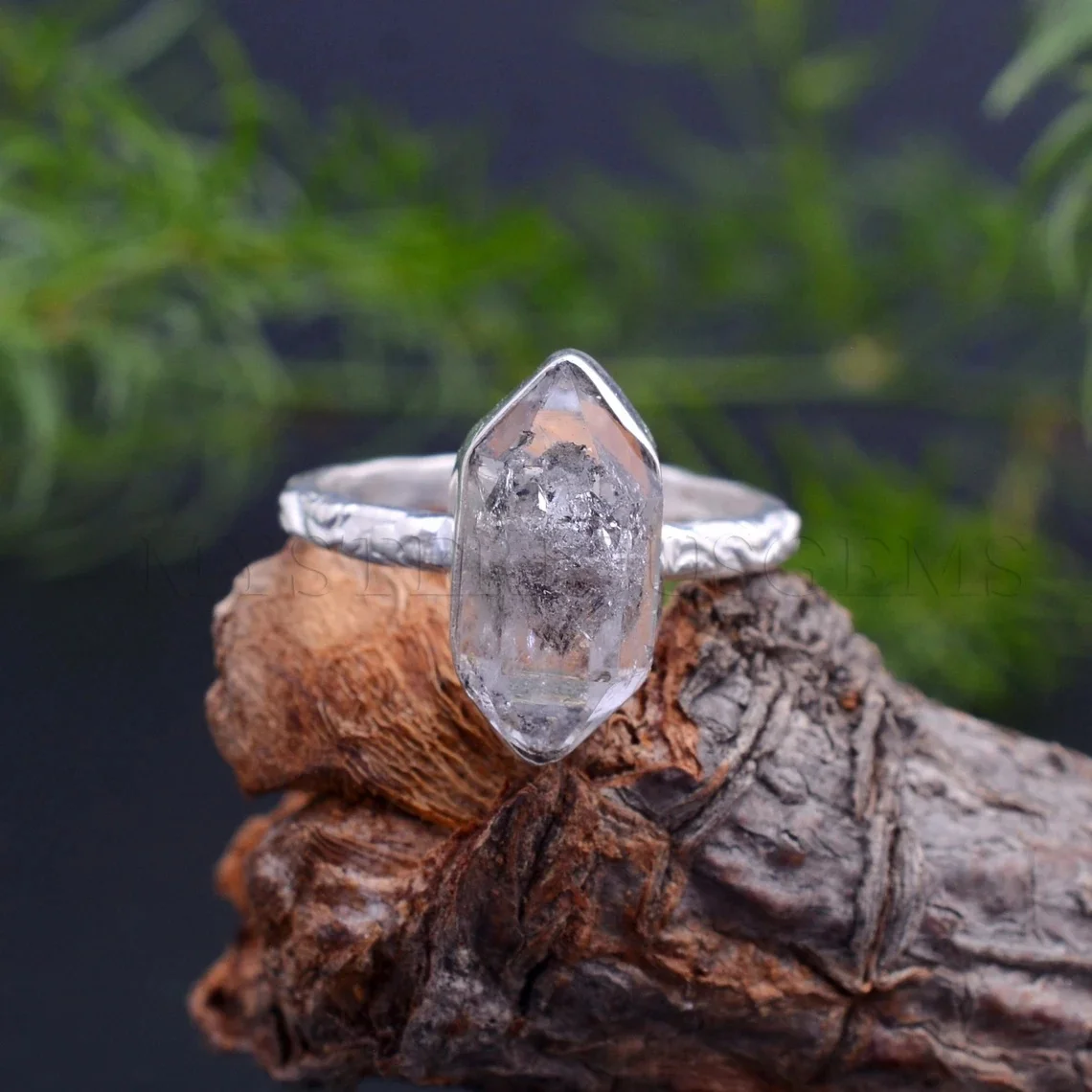 Rough Marquise Shape Herkimer Gemstone Ring For Women Party Wedding Jewellery Charm Shining Diamond Gemstone Ring For Gift