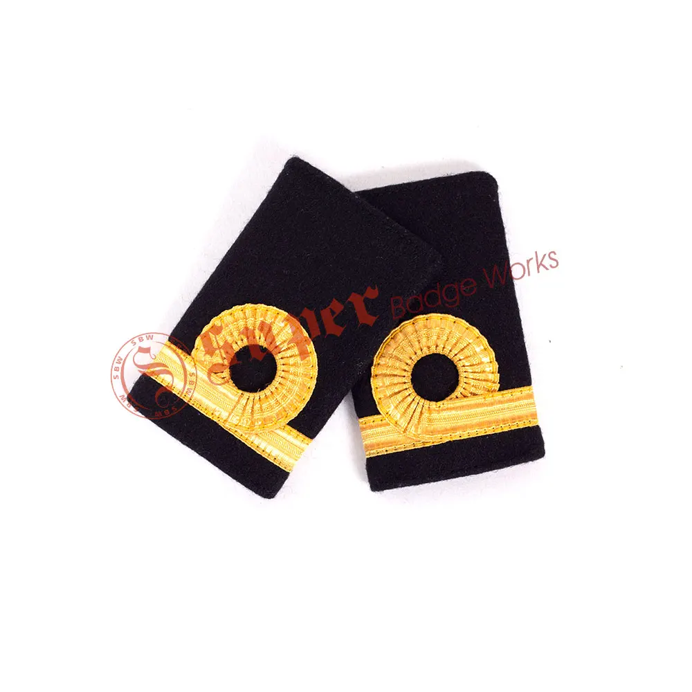 OEM High Quality Cadet Trainee Pilot Officer Gold Black Epaulettes Unisex Custom Uniform Badges for Airline Use