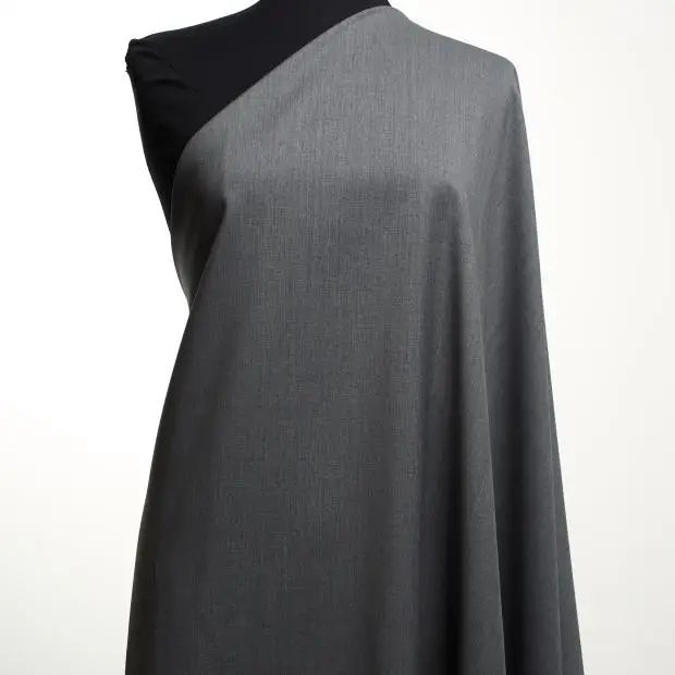 Premium deadstock grey virgin wool fabric for sale by the meter from sustainable Italian retailer.