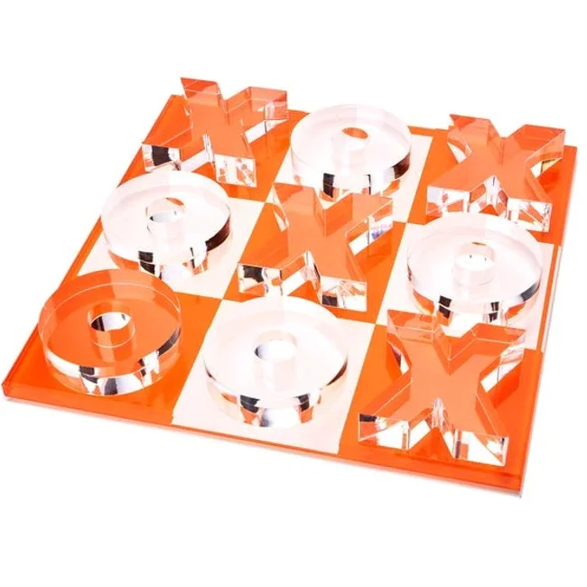 Latest design Acrylic Tic Tac Toe Game board orange XO Nougats and Crosses Game Tic Ta Toe game board