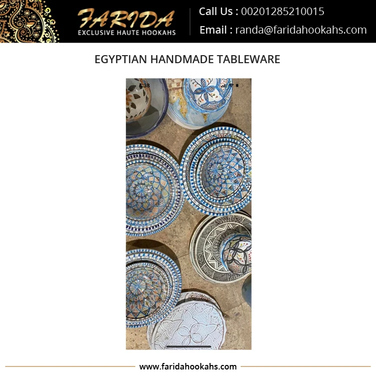 Wholesale Hot Selling Bohemian Style Dinnerware Egyptian Handmade and Hand Painted Ceramic Tableware Plates /Bowls/Dishes/ Cups
