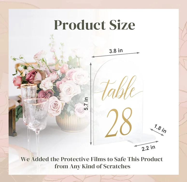30 Sets Arch Acrylic Sign Wedding table number for Wedding Reception Hotals Acrylic Sheets with Place Card Holder(4 x 6 Inch)