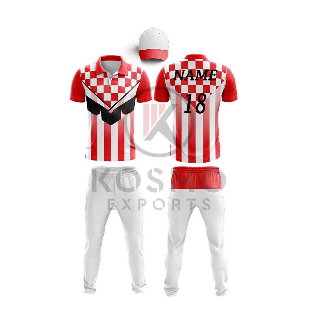Quick Dry Sublimation Cricket Uniform Jersey Best Quality Cricket Kit Design Uniforms Customized Color
