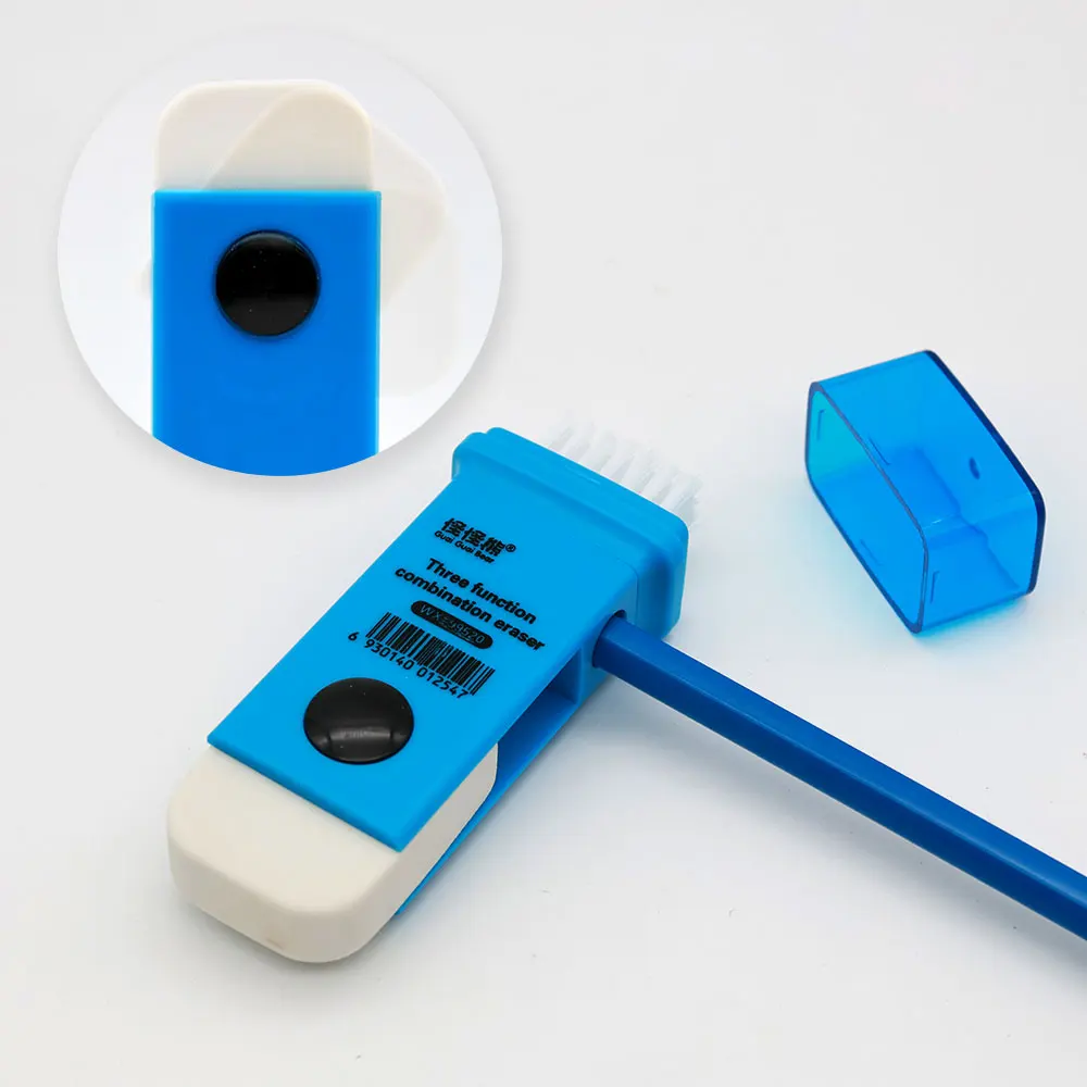 Factory stock fast delivery Brush eraser Pencil sharpener 3-in-1 eraser pencil sharpener rubber For School Student Stationery