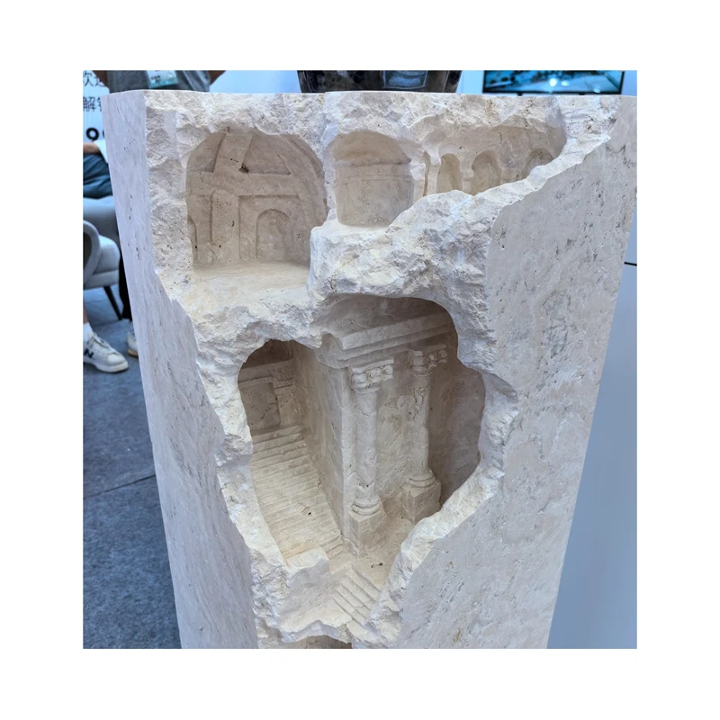 Beige travertine home decor modern marble design sculpture indoor for pedastal home