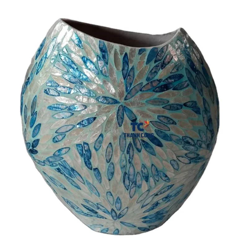 2023 High quality Mother of pearl Vase Capiz Shell Ramadan for home decor MOP vase for display Vietnamese manufacturer