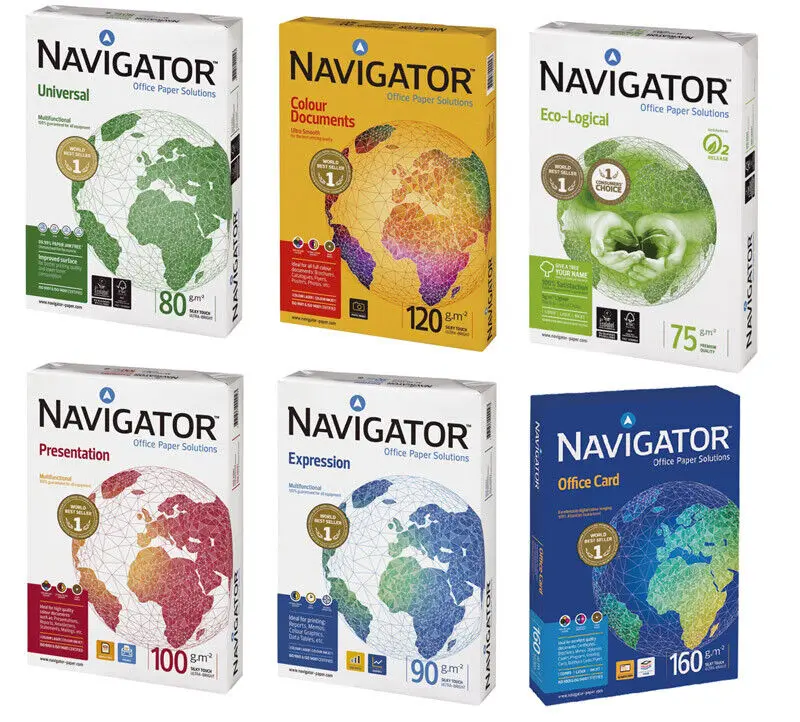 A4 Paper Double A/Navigator/Xerox-/ Paper One/Chamex 80 GSM 500 sheet per ream 5 reams per box white color 100% brightness