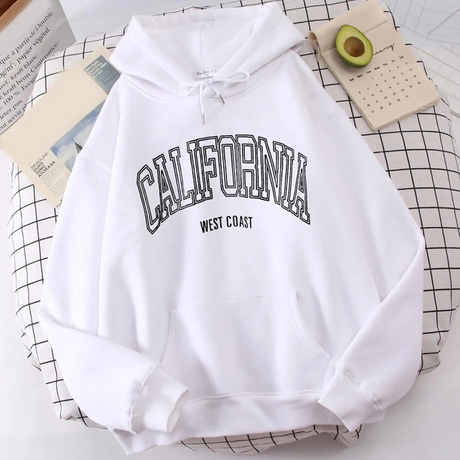 Autumn Winter Fashion Women Oversized Sweatshirts Los Angeles Printing Loose Pullover California Hoodies Crewneck Long Sleeve
