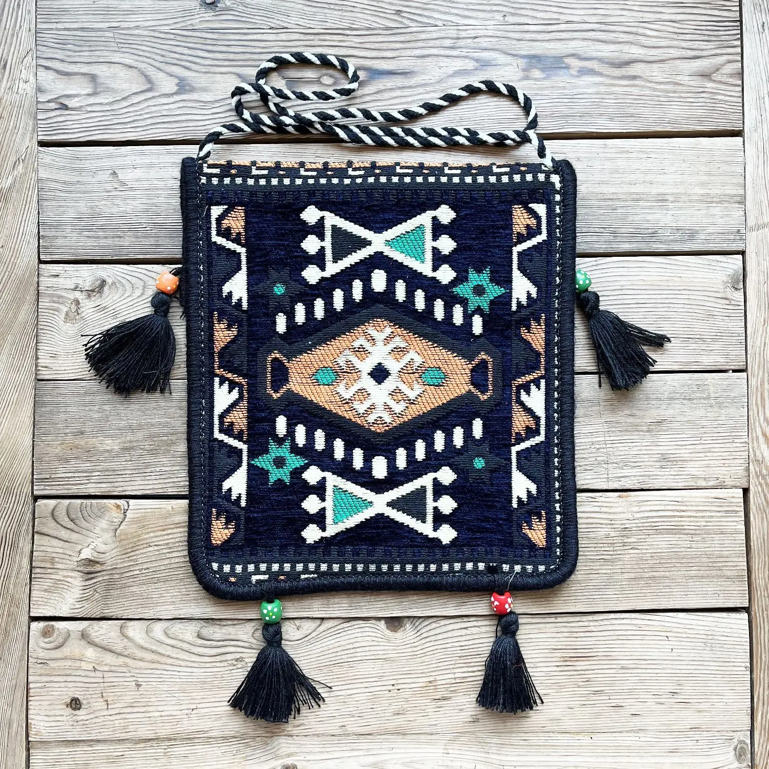 Anatolian Oriental Authentic Patterned Saddlebag  Milas Dark Blue