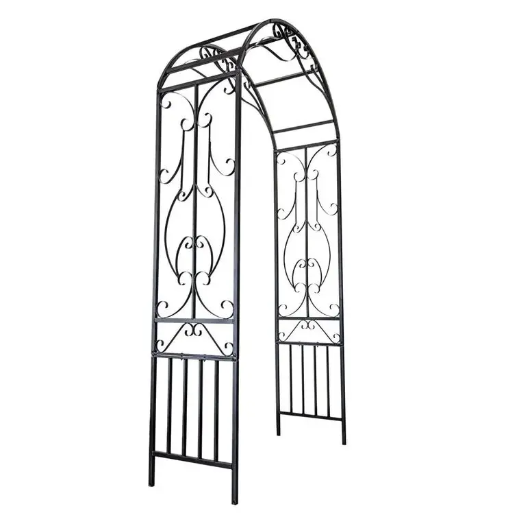 Beautiful modern design black steel garden arched for wedding ceremony party reception stage decoration baby shower garden arch