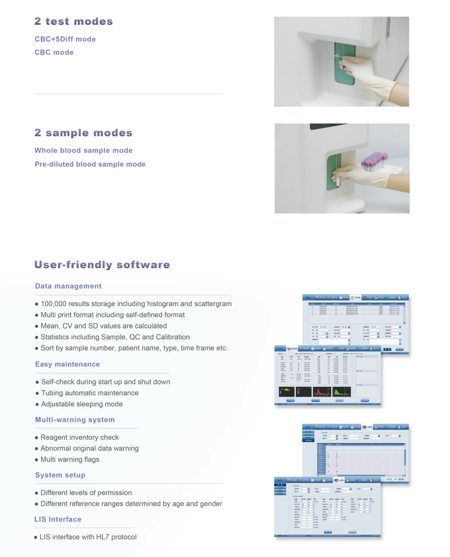 Rayto 5 part CBC+5DIFF hematology-analyzer 60 samples/hour CBC machine clinical analytical instruments Hemaray83