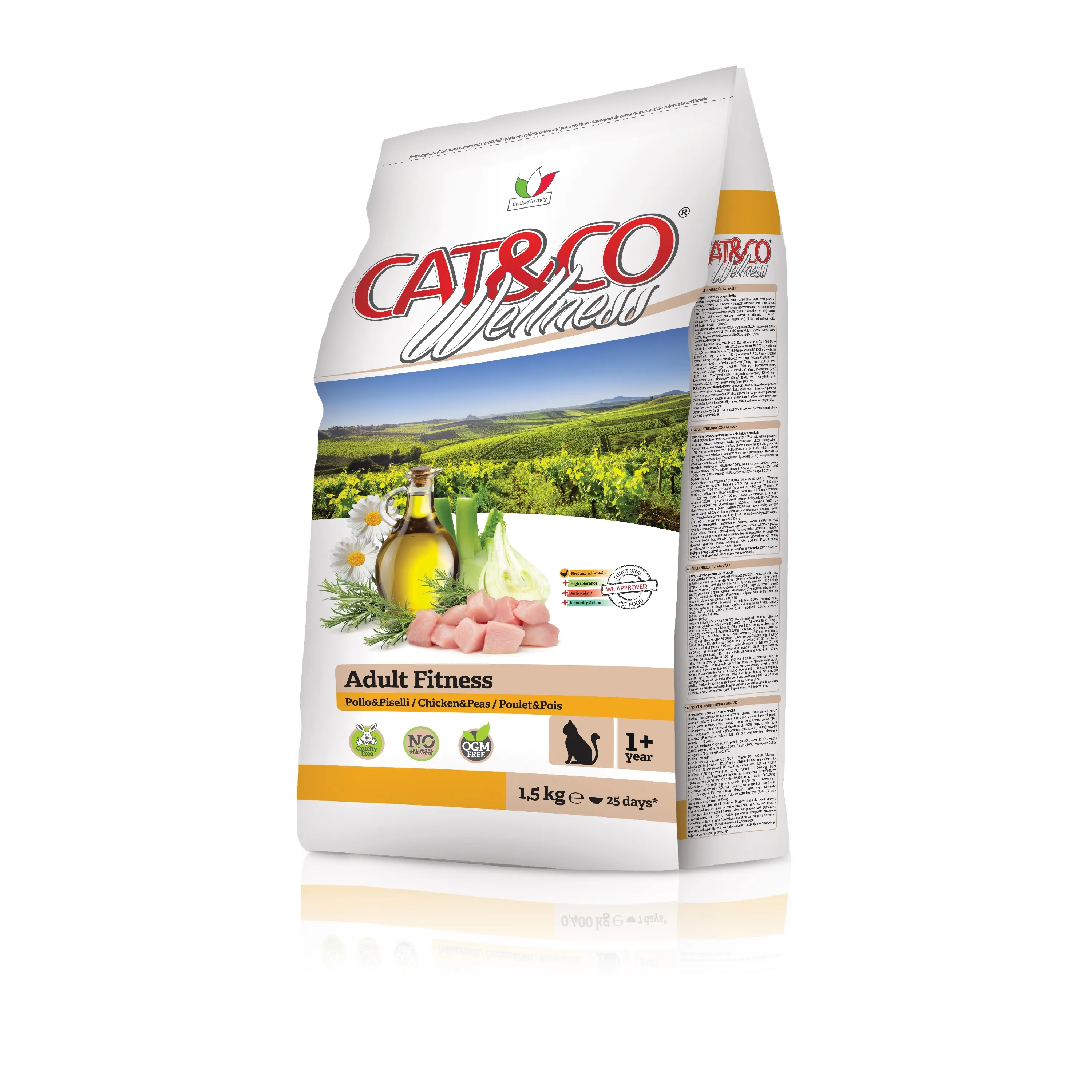 Italian Pet Foods Small Pricing a Cat Food for Adult with Chicken Peas for a Balanced Diet 1,5Pack