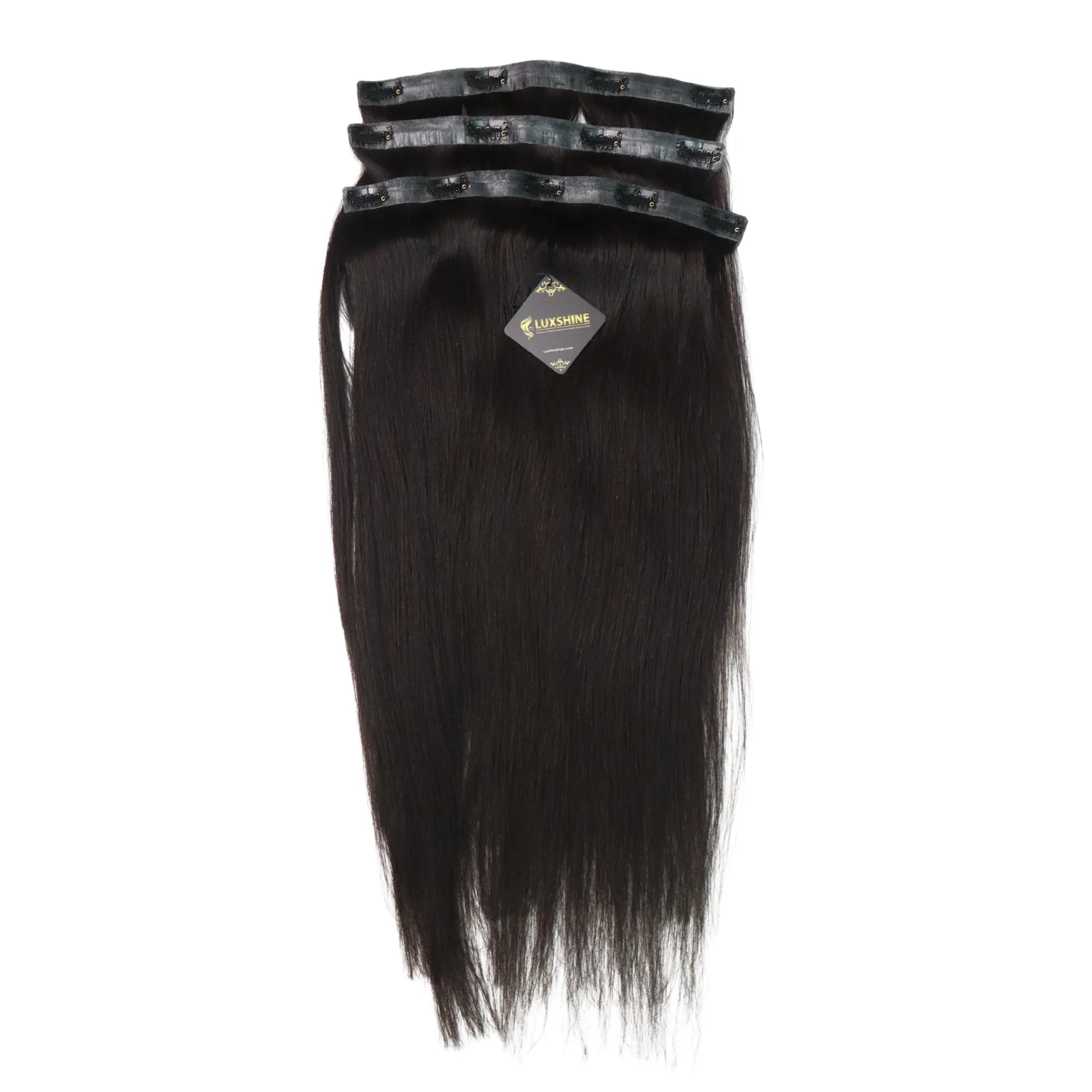 Hot Raw Vietnamese Human Hair Extensions Natural Color 1 Clip In Hair Yaki Straight With Standard Double Drawn Of Luxshine Hair