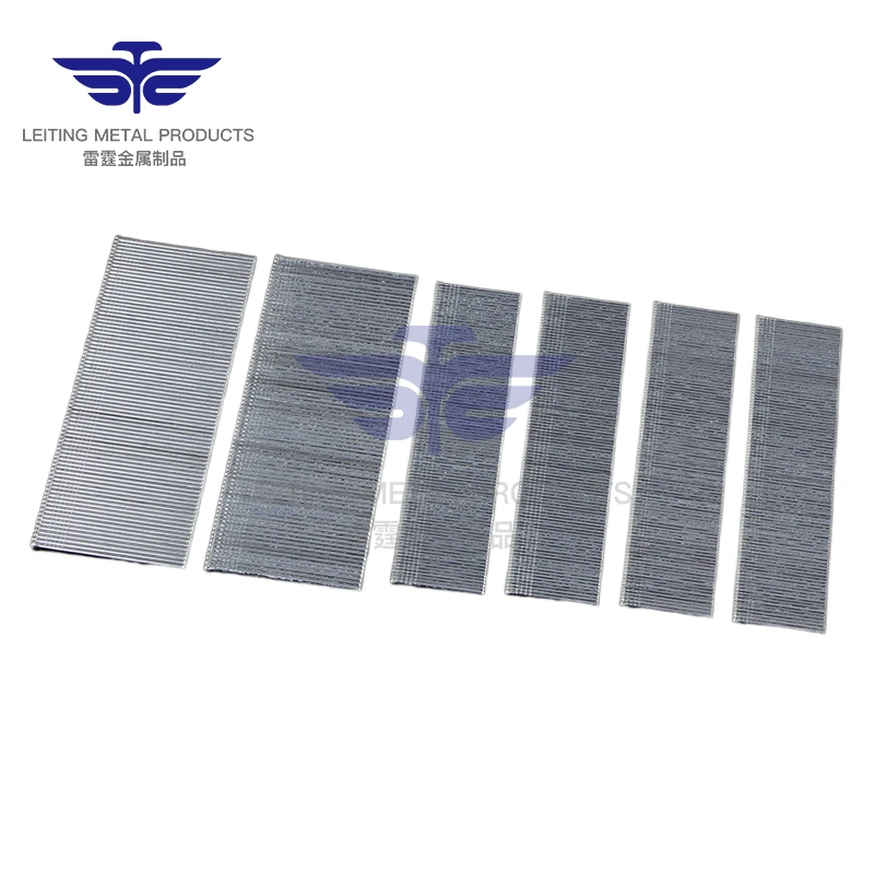 12 Years Leiting metal Steel Nail Manufactures OEM 18 Gauge F Series Sofa Pin Galvanized Pneumatic Brad Nails for Nail Gun