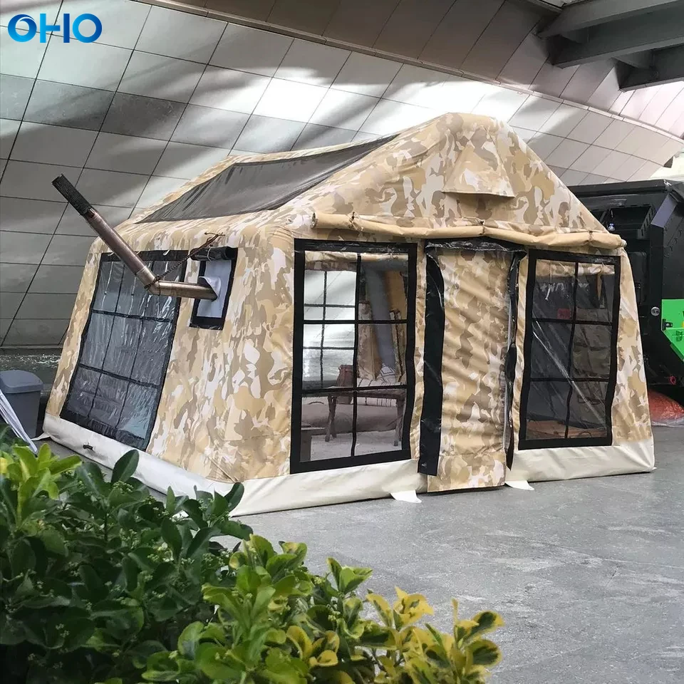 2023 Camouflage Inflatable Camping Tent TPU PVC Tube Waterproof Oxford Material Outdoor Camp Tent for Family