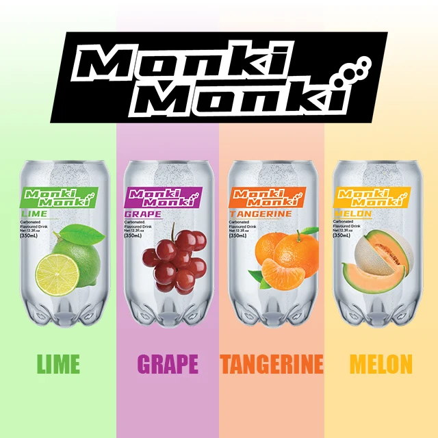 Hot Selling Private Label Monki Monki 350ml Can Clear OEM Packing Packaging With Malaysia Halal Certification Carbonated Drinks