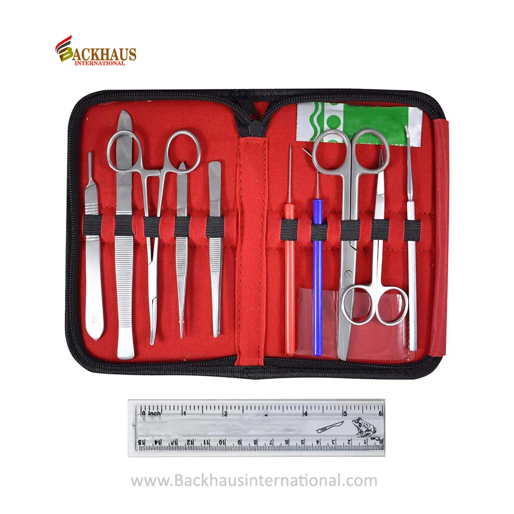 Professional 10-Piece Surgery Kit Stainless Steel Scissor Scaler Forceps and Other Manual Essential Surgical Tools Set with Case
